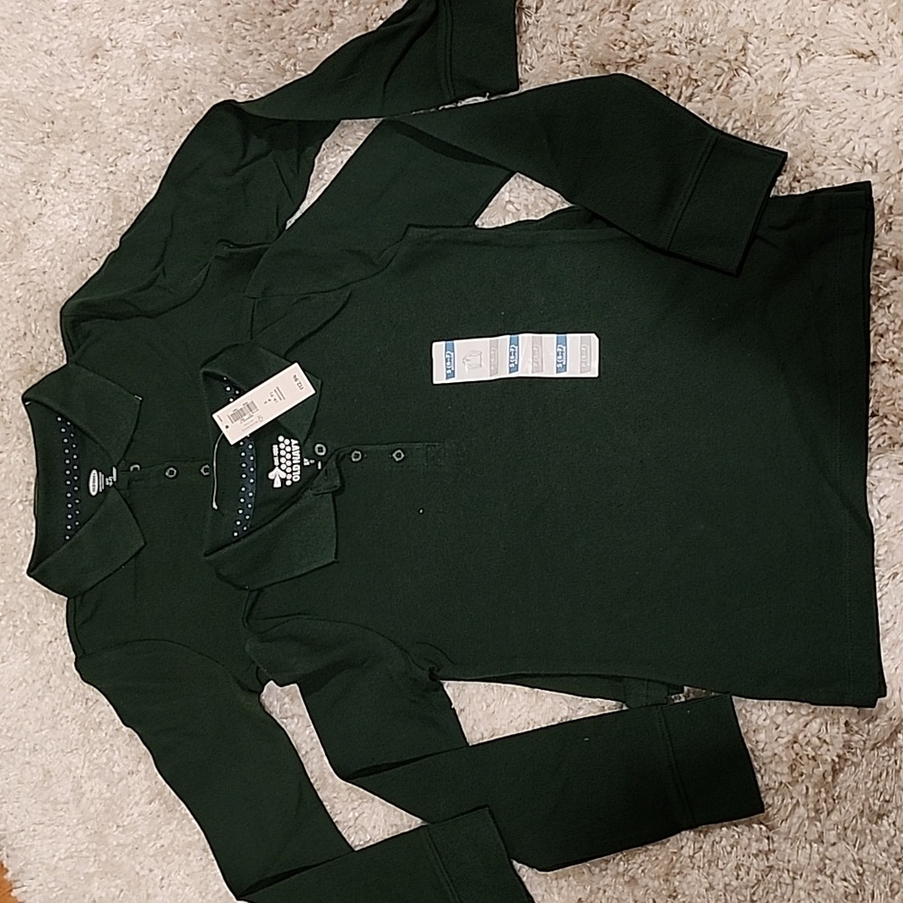 Old Navy long sleeve polos uniform bundle size S 6/7 green